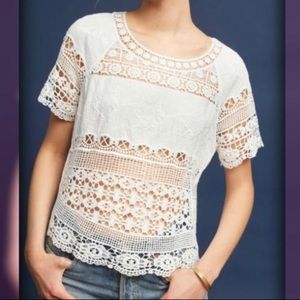 Anthropologie Deletta Crochet Lace Top Small